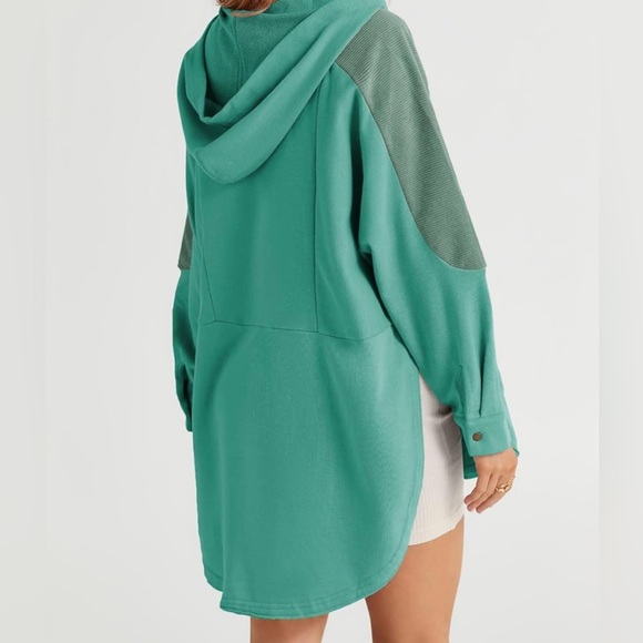 NWOT Women’s Oversized Sweatshirt Corduroy Patchwork Long Sleeve Hoodie - Picture 5 of 12